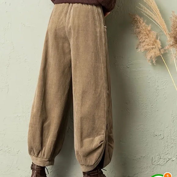 Button Detail Corduroy Pants - Picture 3 of 5